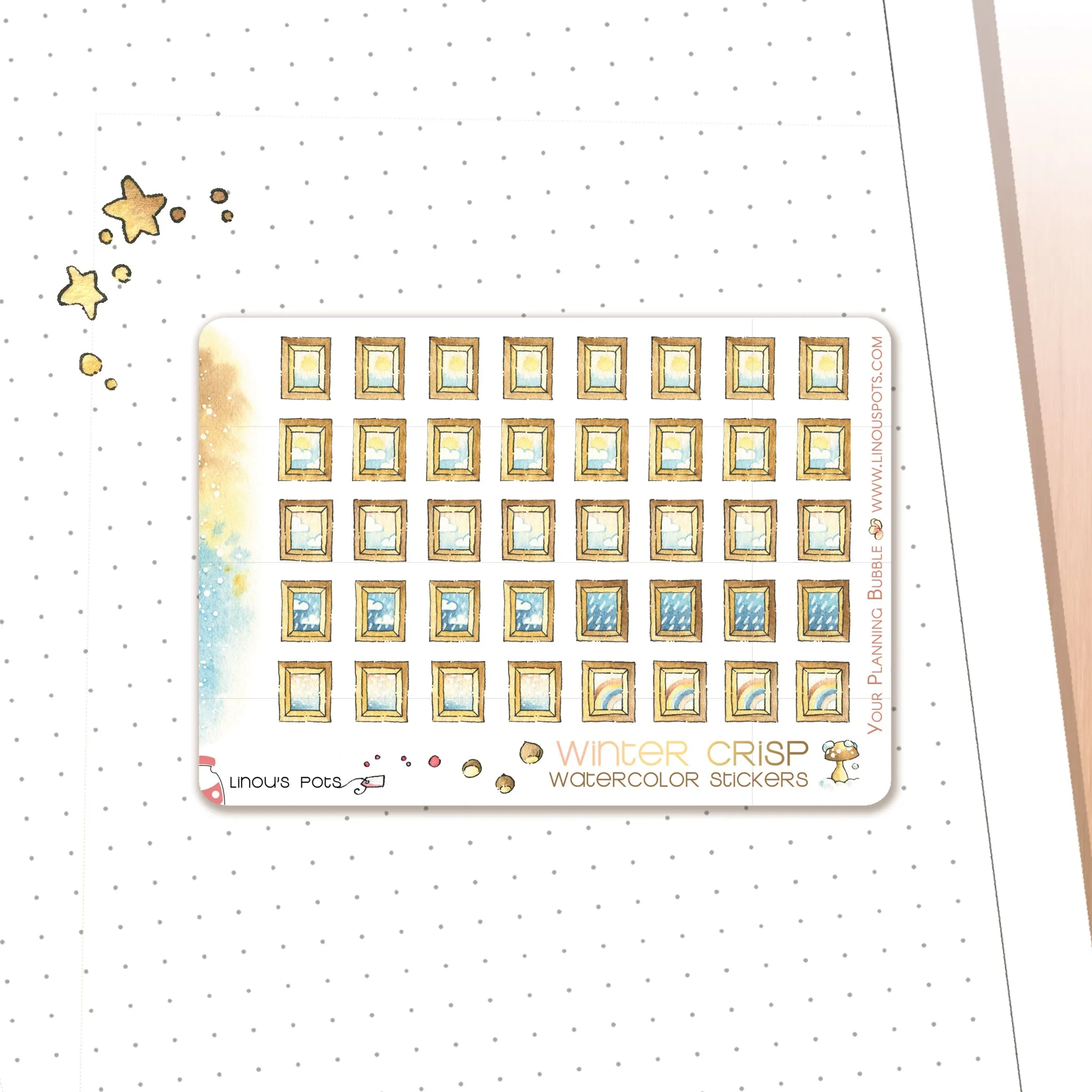Winter Crisp - Watercolor Planner Stickers MINI - Weather Icons