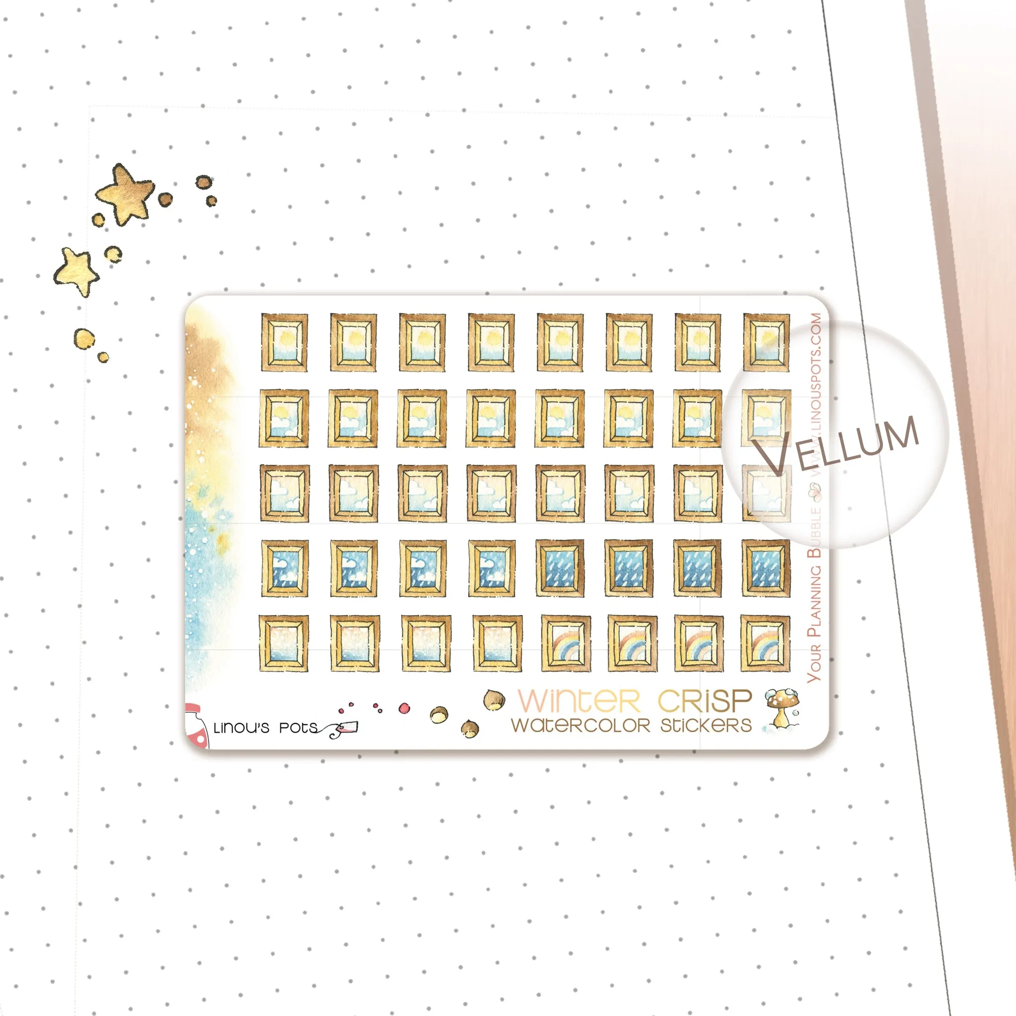 Winter Crisp - Watercolor Planner Stickers MINI - Weather Icons