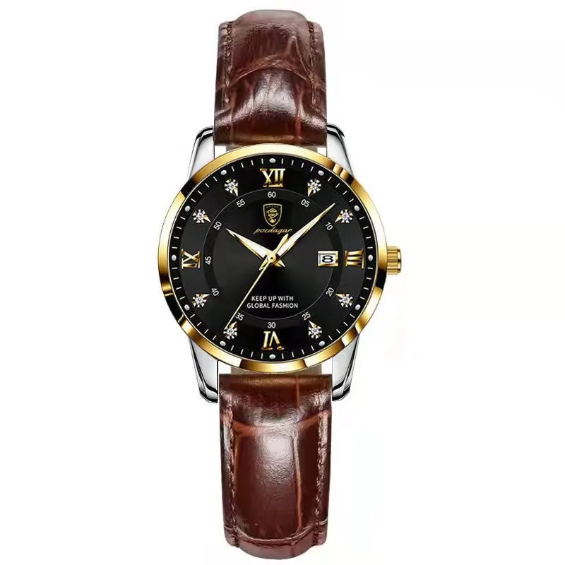 Women's Luxury Fashion Quartz Watch with Luminous Date - Stainless Steel