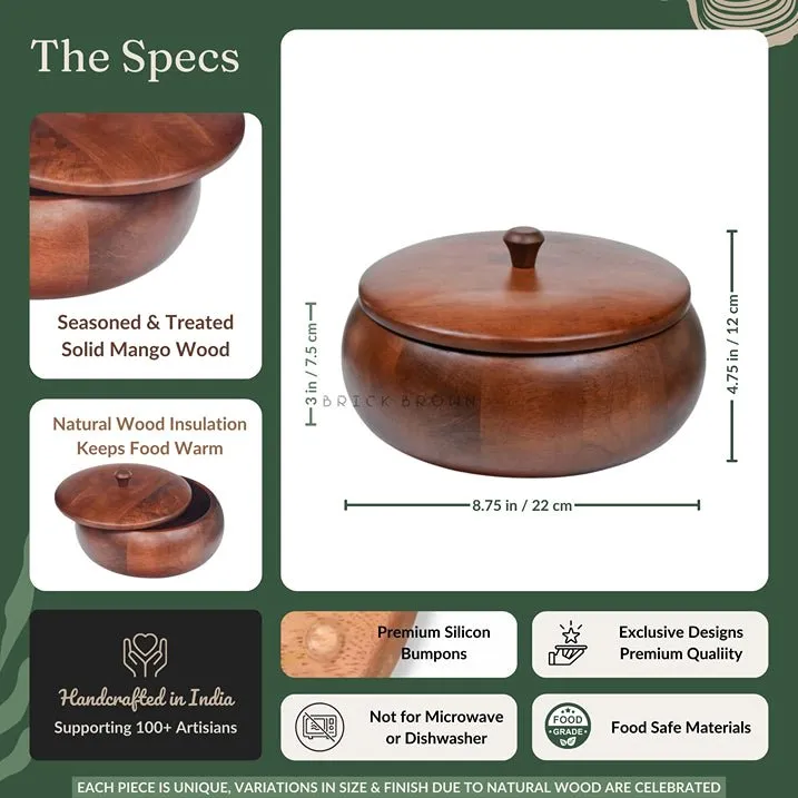 Wooden Roti Box (Small) | Mahogany Collection