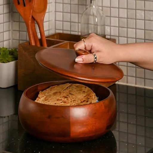 Wooden Roti Box (Small) | Mahogany Collection