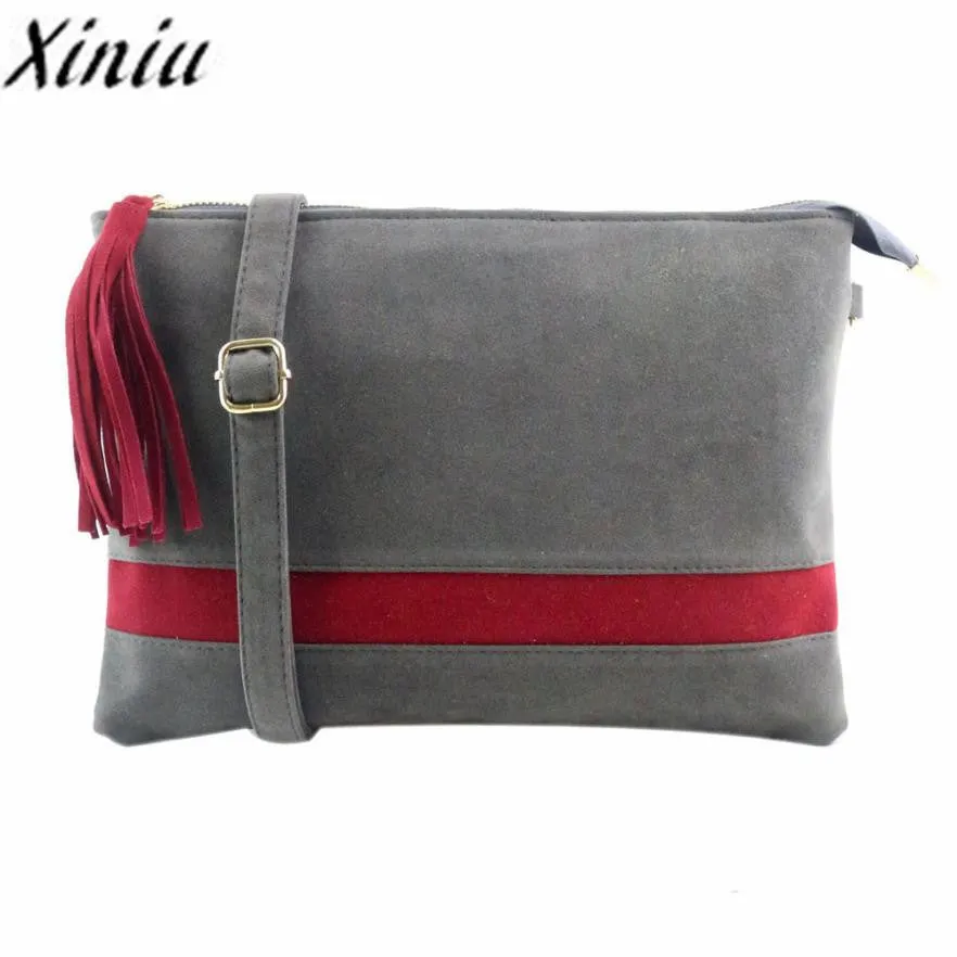 Xiniu Handbags Women Stripe Hit Patchwork bag Womens messenger bags Small Tassel chains cross body Bags